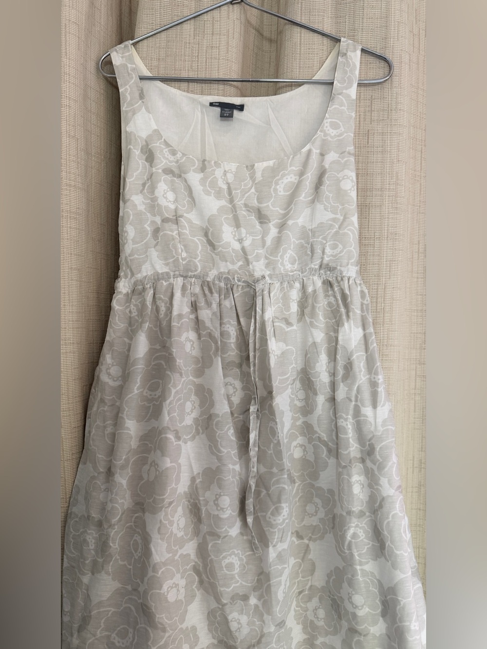 Y2K Summer 2009 GAP Cotton-Linen Sundress with Grey & White Floral Print